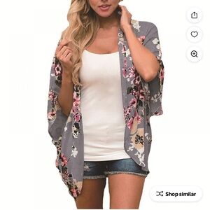 Floral Gray Kimono Shrug